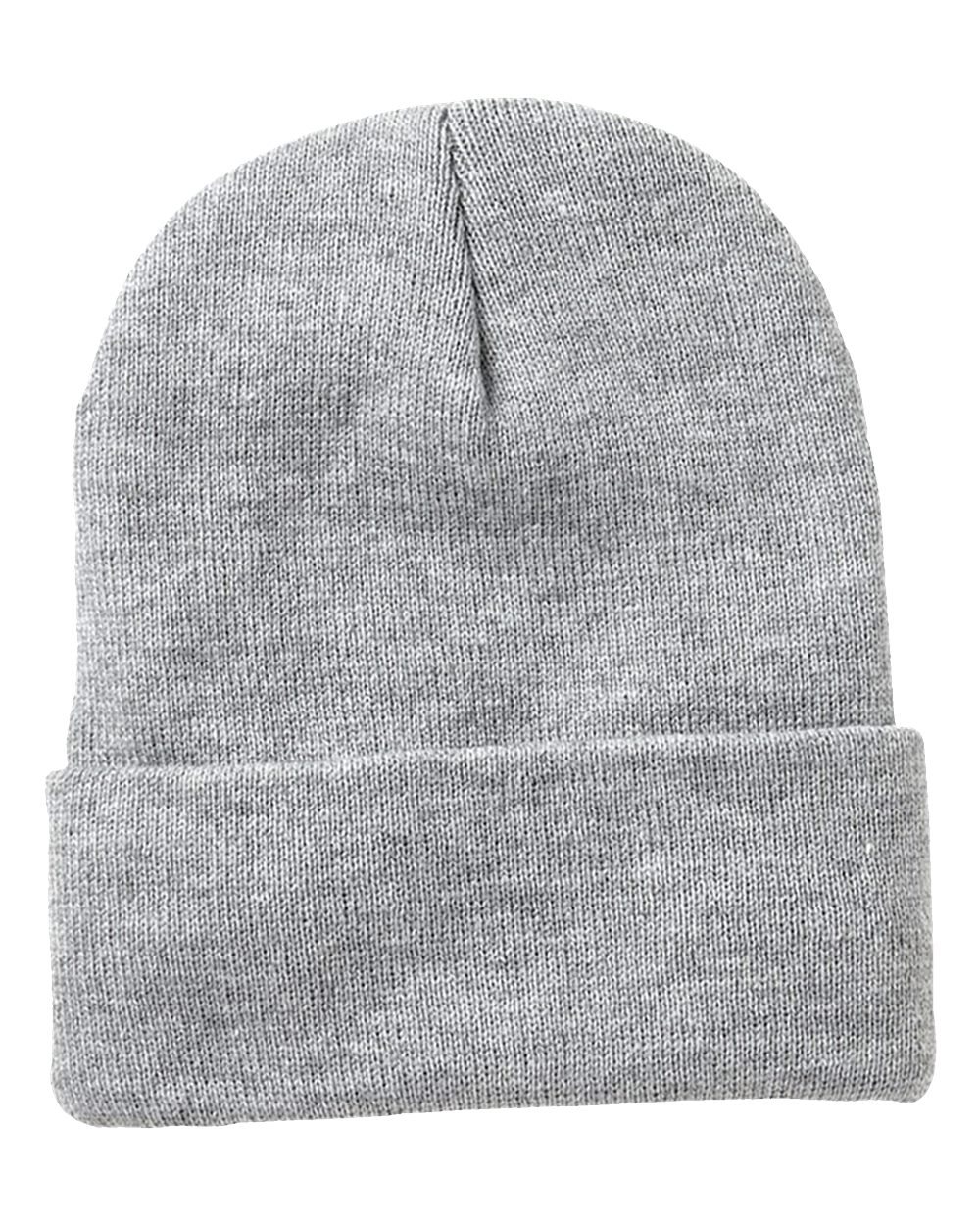 12" Fleece Lined Cuffed Beanie - Front - B56795580 - Heather Grey