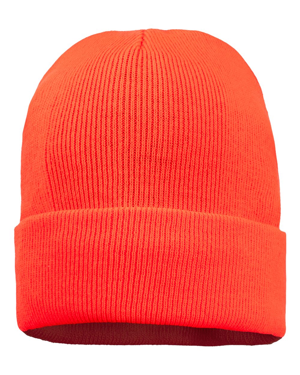 12" Fleece Lined Cuffed Beanie - Front - B56795660 - Blaze Orange