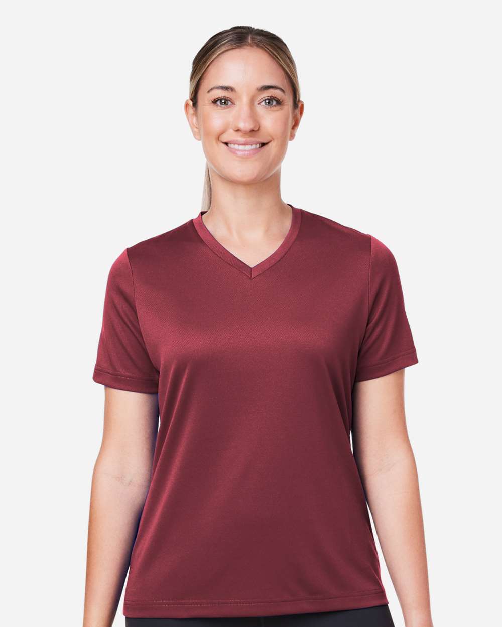 Women's Zone Performance Mesh T-Shirt - OnModelFront - B687D9102 - Sport Maroon