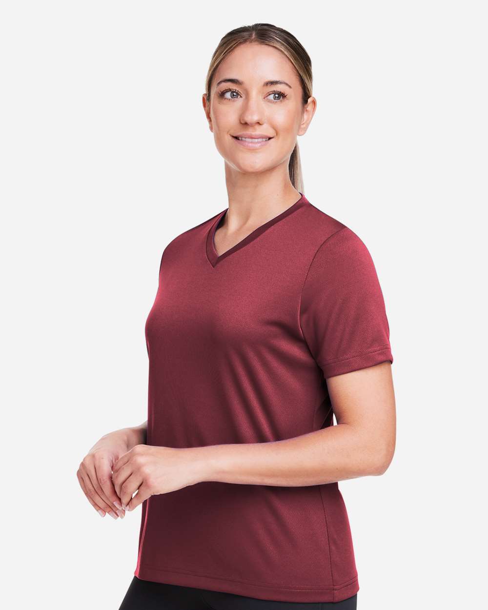Women's Zone Performance Mesh T-Shirt - OnModelSide - B687D9102 - Sport Maroon