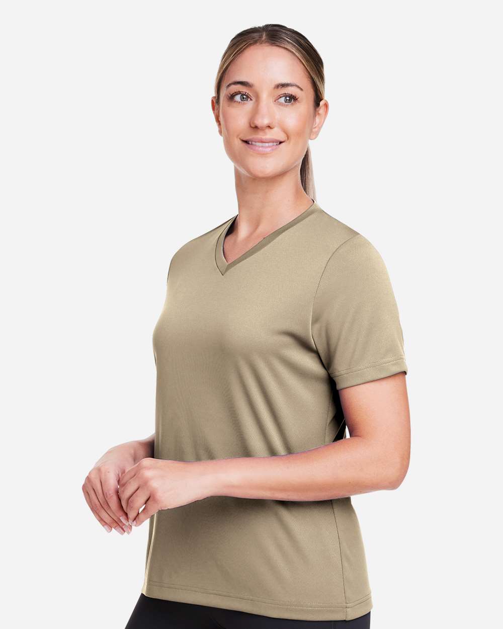 Women's Zone Performance Mesh T-Shirt - OnModelSide - B687D9112 - Desert Khaki