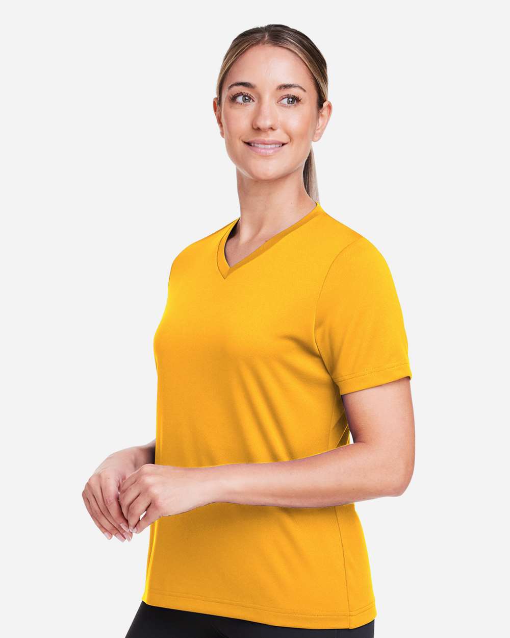 Women's Zone Performance Mesh T-Shirt - OnModelSide - B687D9122 - Sport Athletic Gold