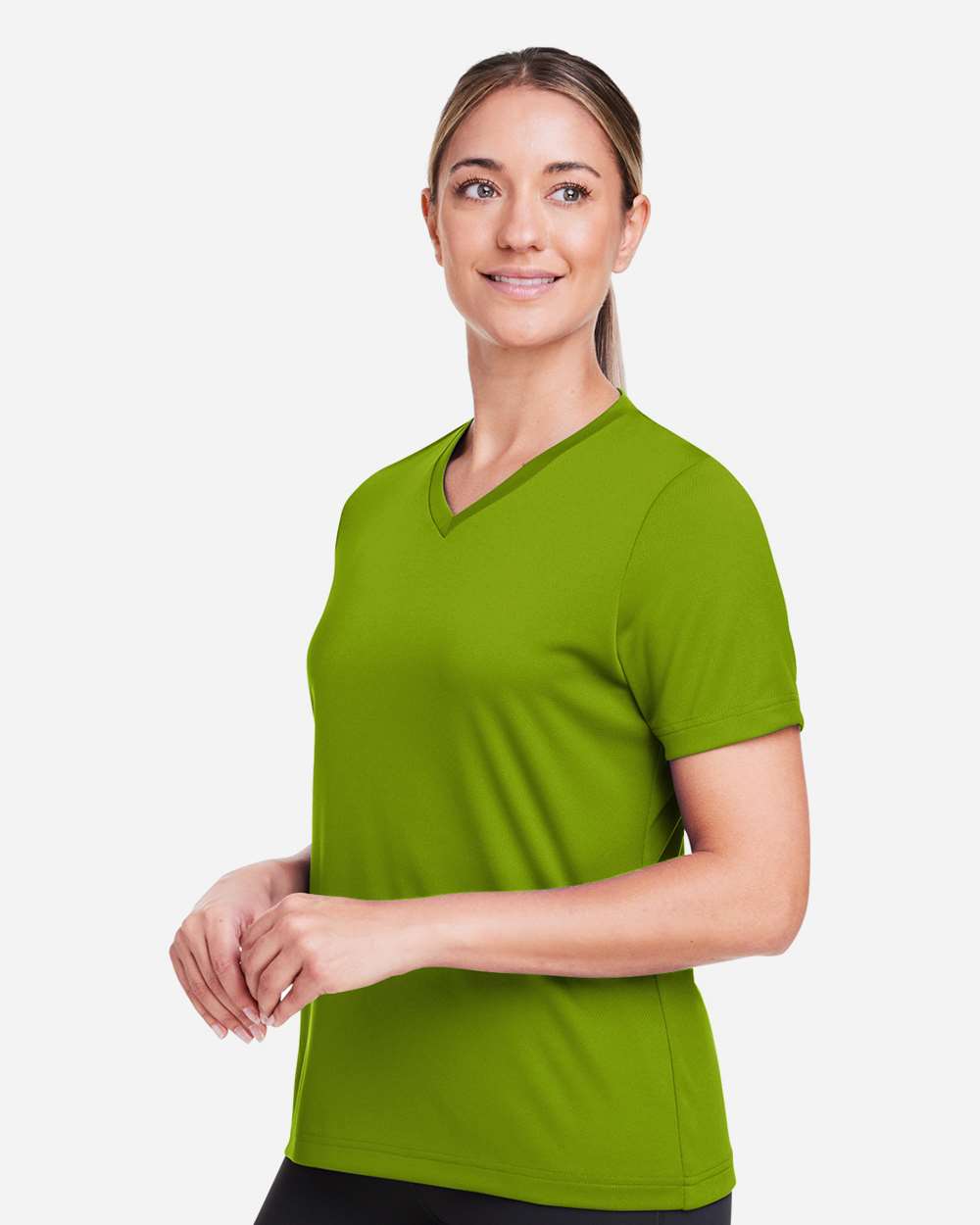 Women's Zone Performance Mesh T-Shirt - OnModelSide - B687D9162 - Acid Green