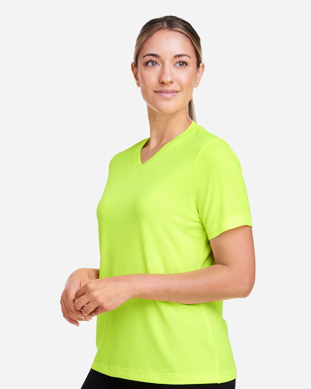 Women's Zone Performance Mesh T-Shirt - OnModelSide - B687D9172 - Safety Yellow