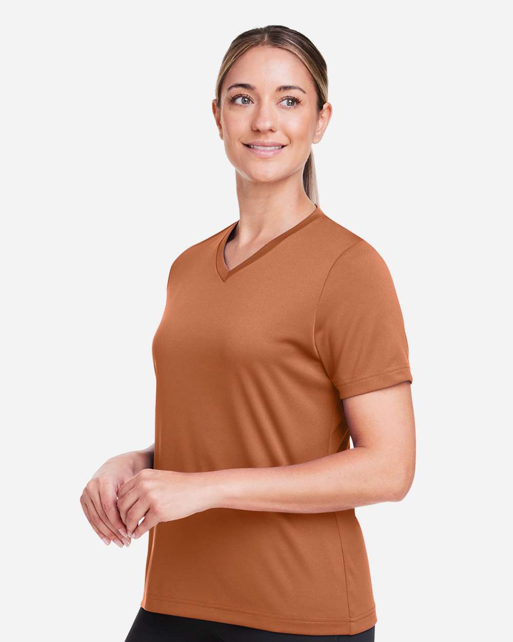 Women's Zone Performance Mesh T-Shirt - OnModelSide - B687D9322 - Sport Burnt Orange