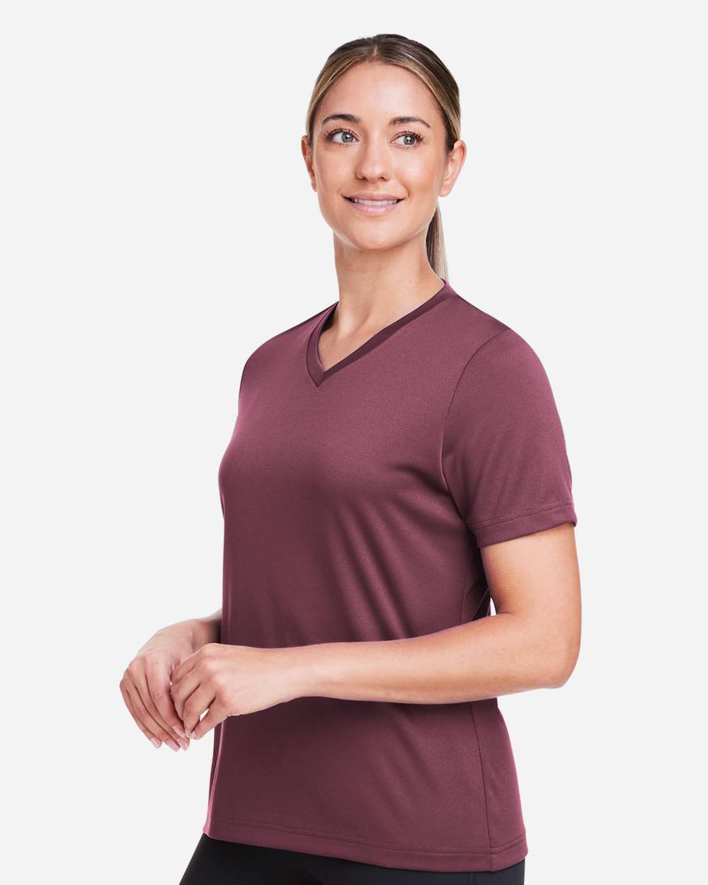 Women's Zone Performance Mesh T-Shirt - OnModelSide - B687D9532 - Sport Dark Maroon