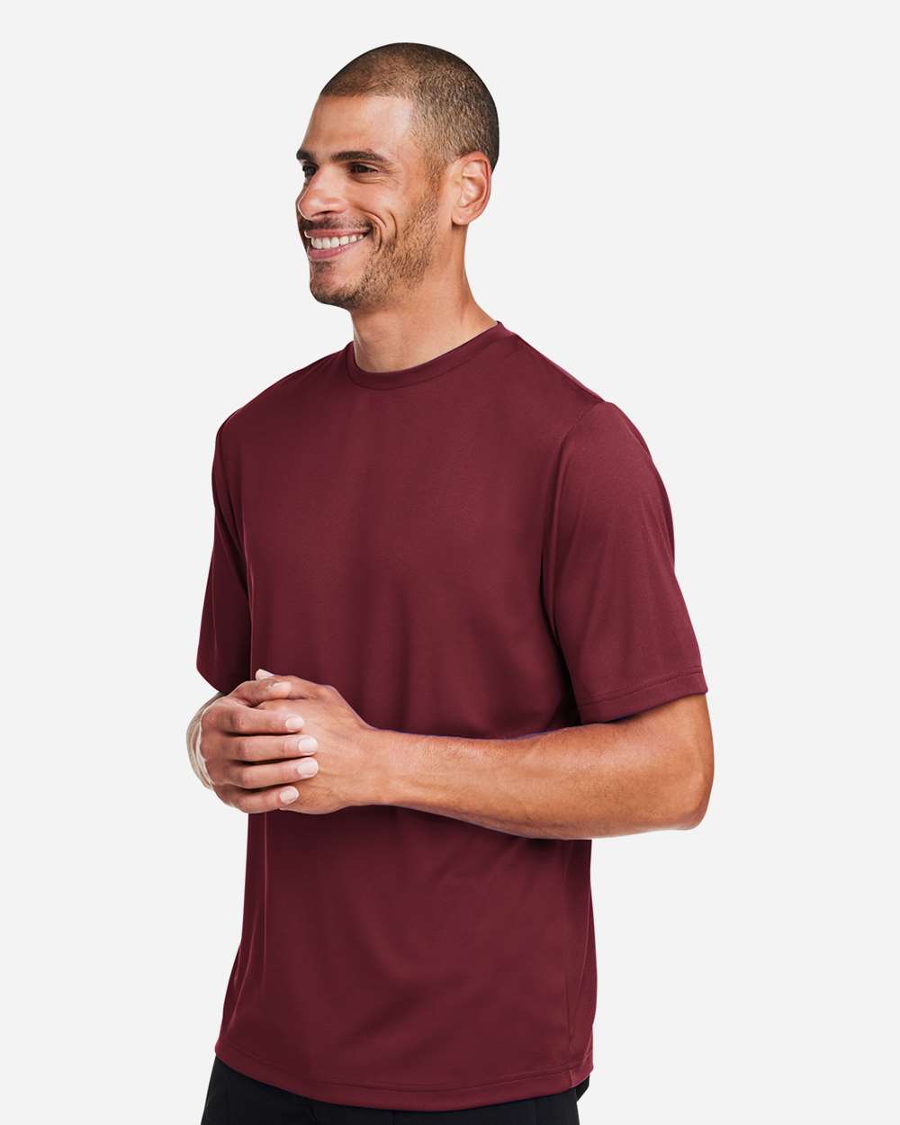 Men's Zone Performance Mesh T-Shirt - OnModelSide - B686D9102 - Sport Maroon