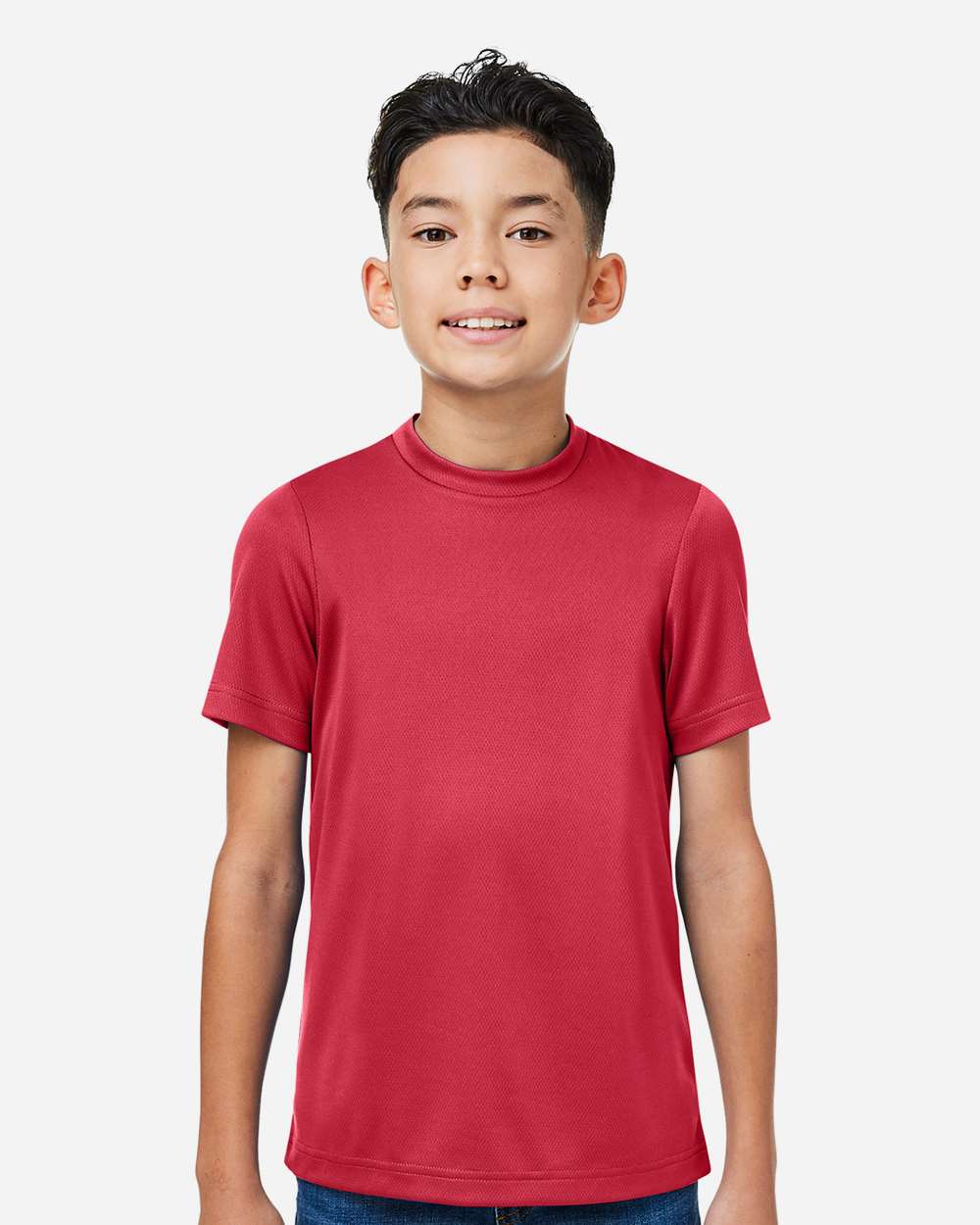 Youth Zone Performance Mesh T-Shirt - OnModelFront - B688D9142 - Sport Scarlet Red