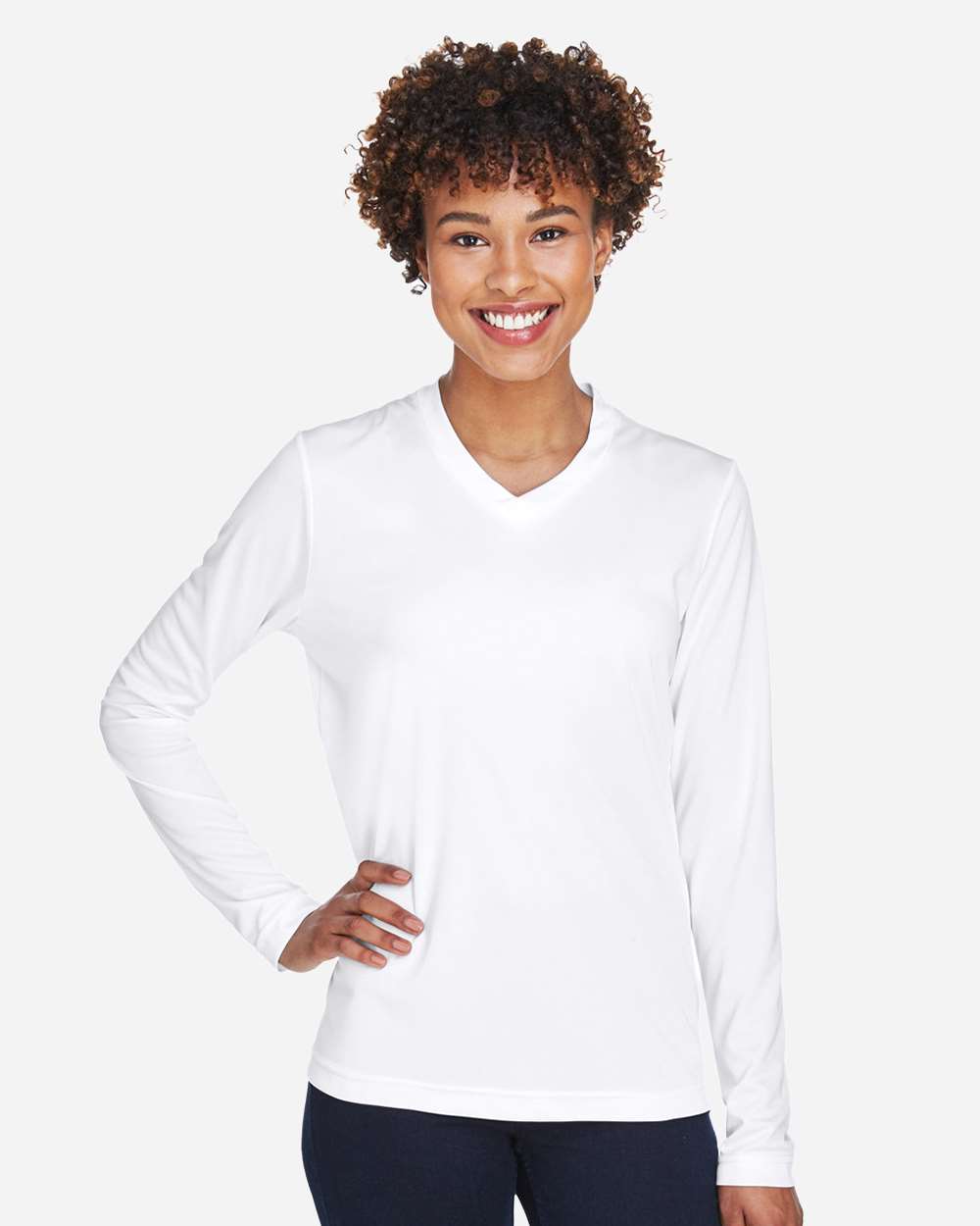 Women's Zone Performance Long Sleeve T-Shirt - OnModelFront - B681D9002 - White