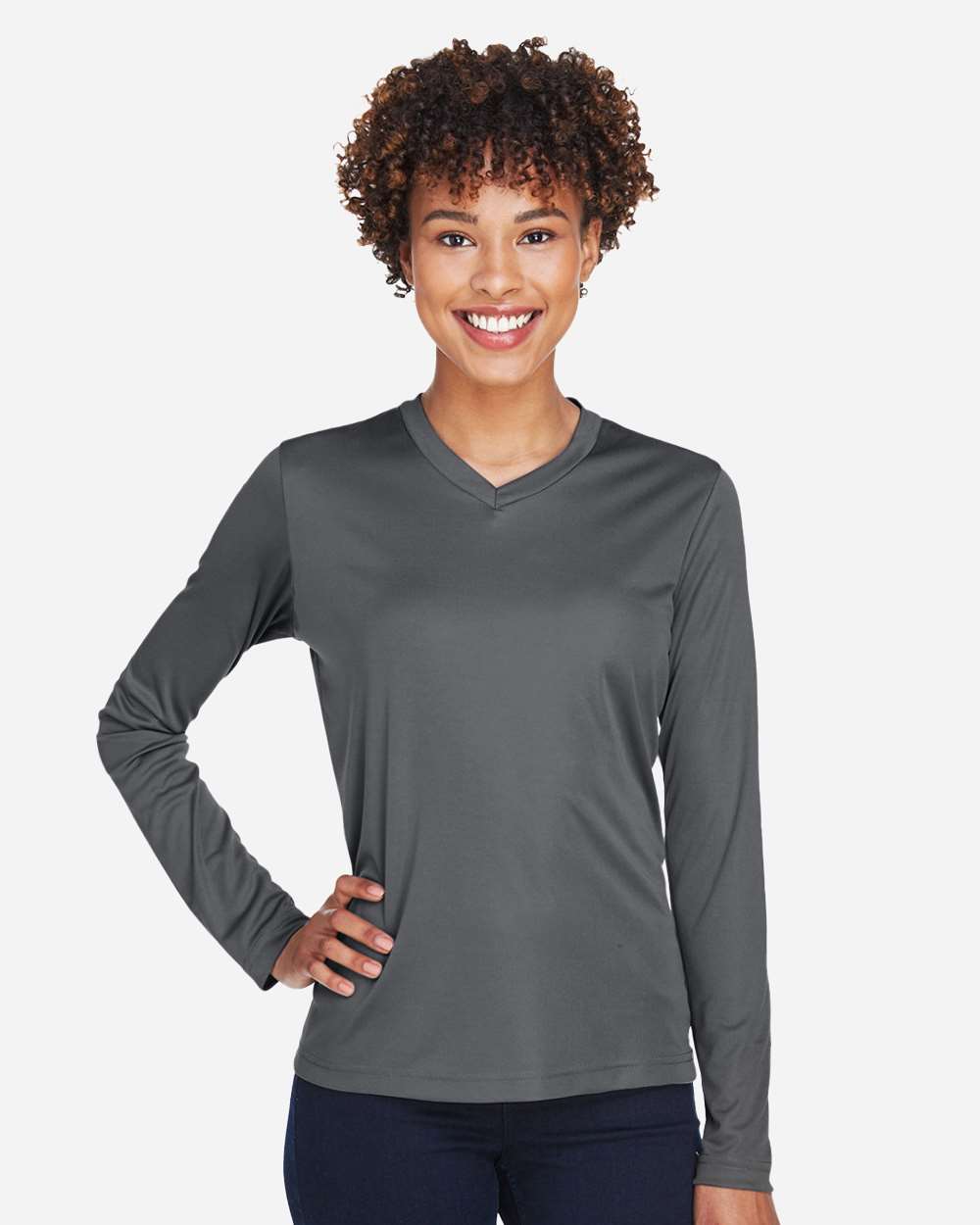 Women's Zone Performance Long Sleeve T-Shirt - OnModelFront - B681D9132 - Sport Graphite