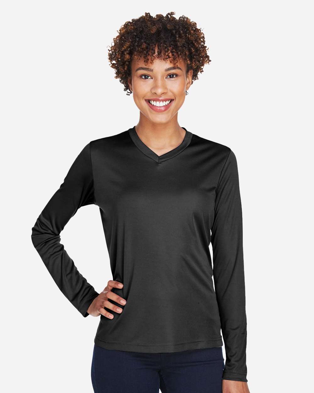 Women's Zone Performance Long Sleeve T-Shirt - OnModelFront - B681D9502 - Black