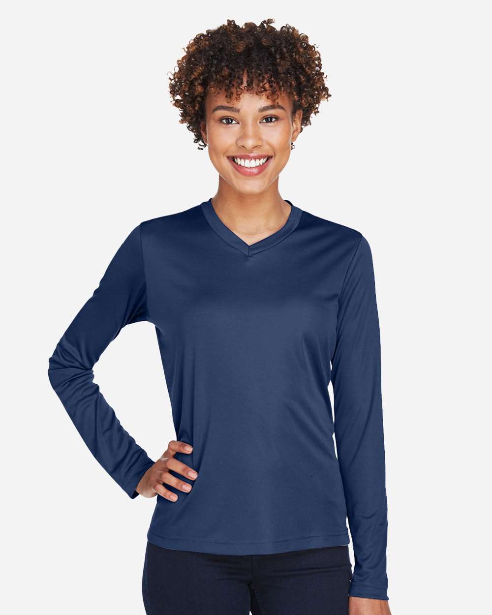 Women's Zone Performance Long Sleeve T-Shirt - OnModelFront - B681D9652 - Sport Dark Navy