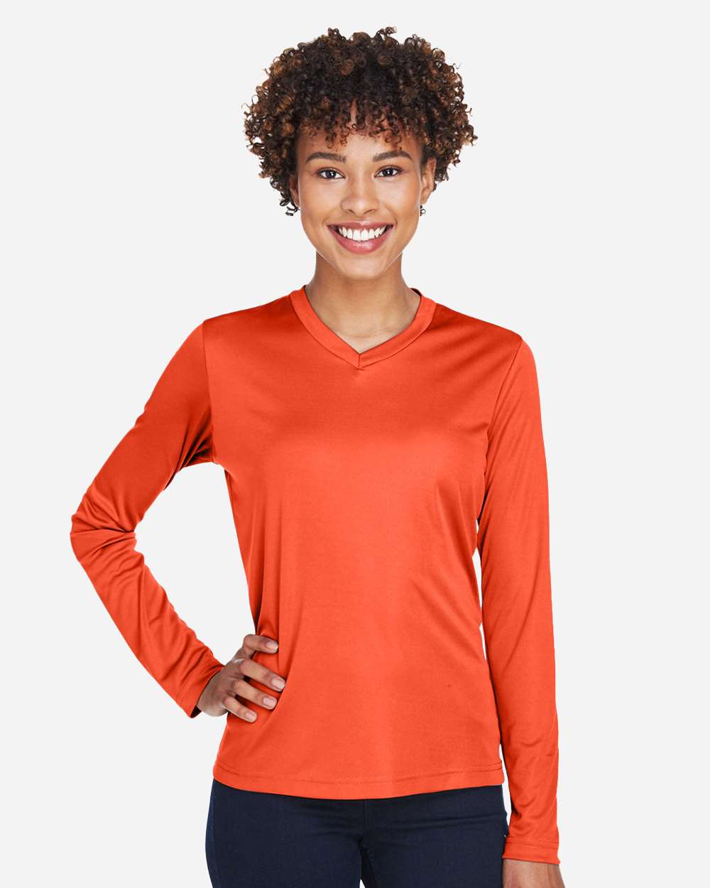 Women's Zone Performance Long Sleeve T-Shirt - OnModelFront - B681D9662 - Sport Orange