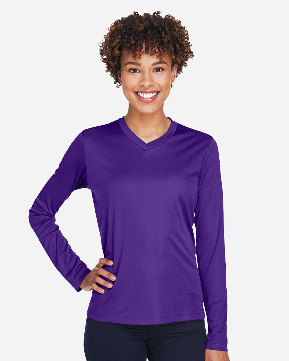Women's Zone Performance Long Sleeve T-Shirt - OnModelFront - B681D9672 - Sport Purple