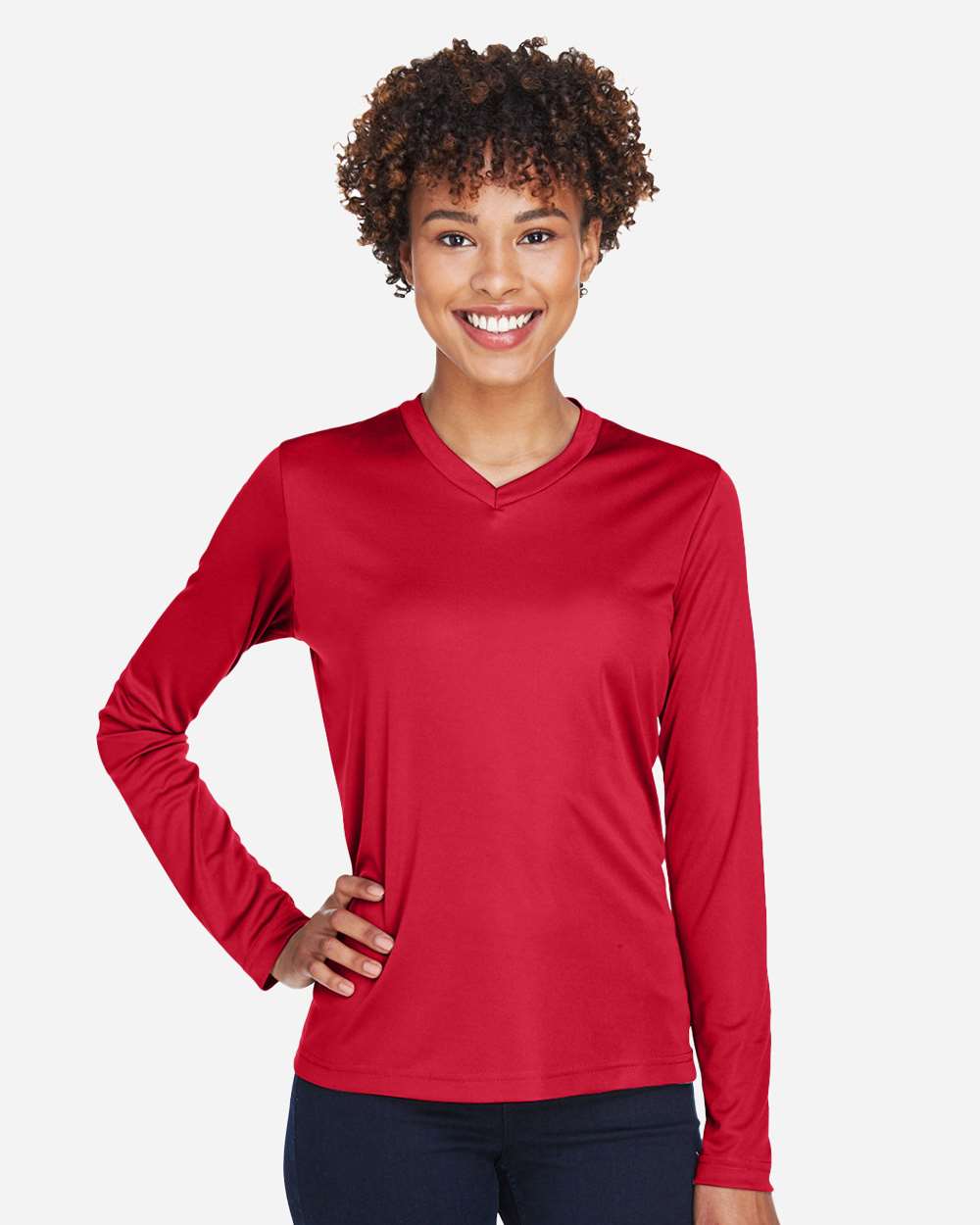 Women's Zone Performance Long Sleeve T-Shirt - OnModelFront - B681D9702 - Sport Red