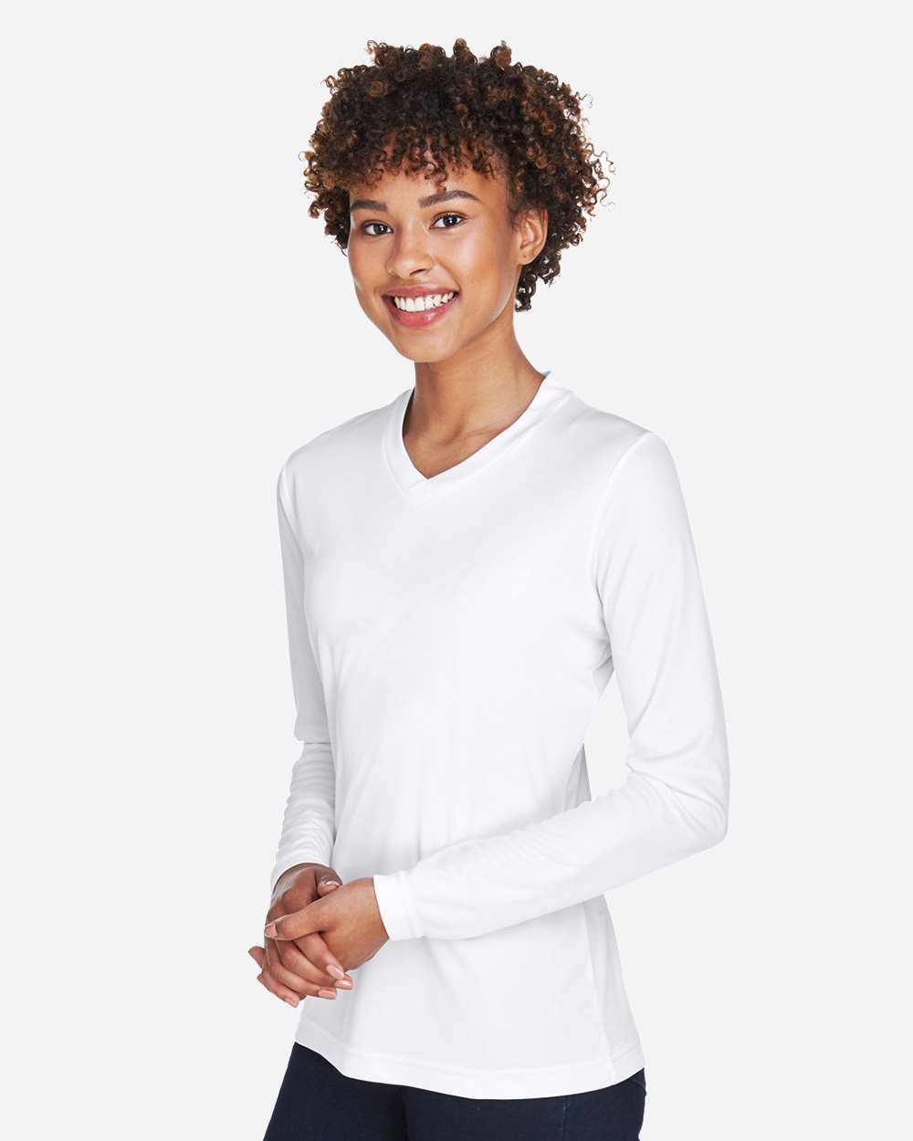 Women's Zone Performance Long Sleeve T-Shirt - OnModelSide - B681D9002 - White