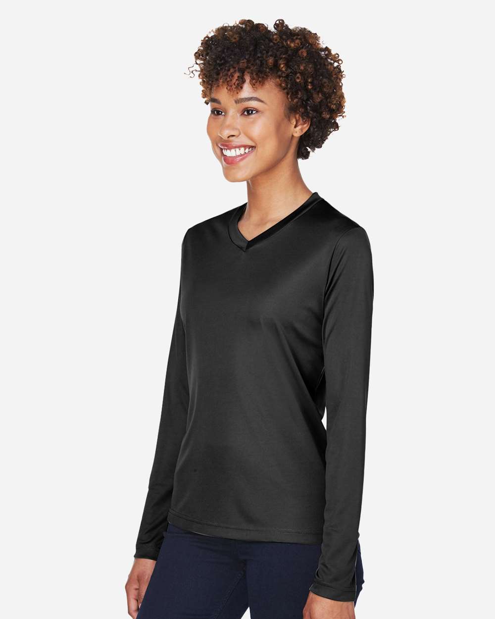 Women's Zone Performance Long Sleeve T-Shirt - OnModelSide - B681D9502 - Black