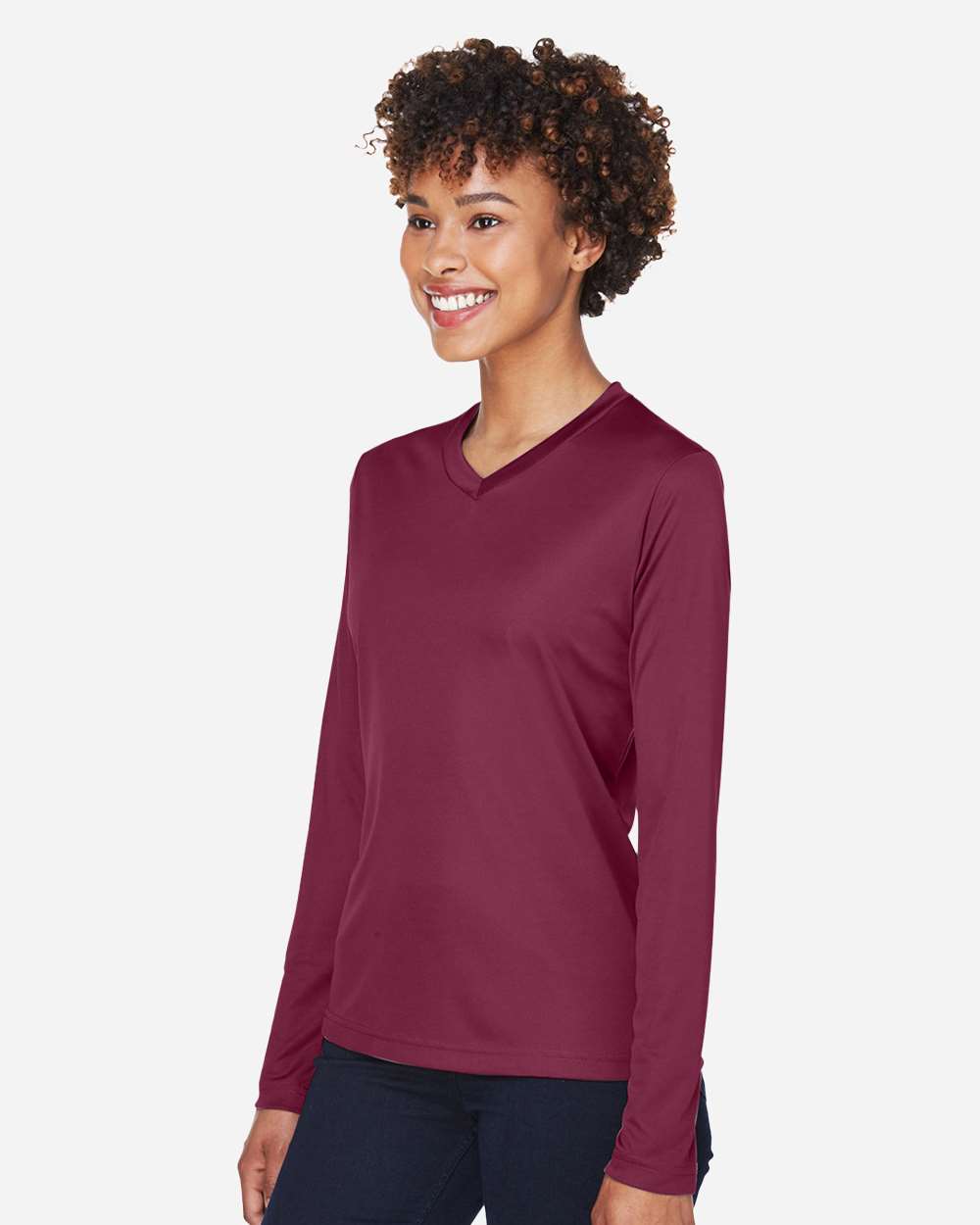 Women's Zone Performance Long Sleeve T-Shirt - OnModelSide - B681D9532 - Sport Maroon