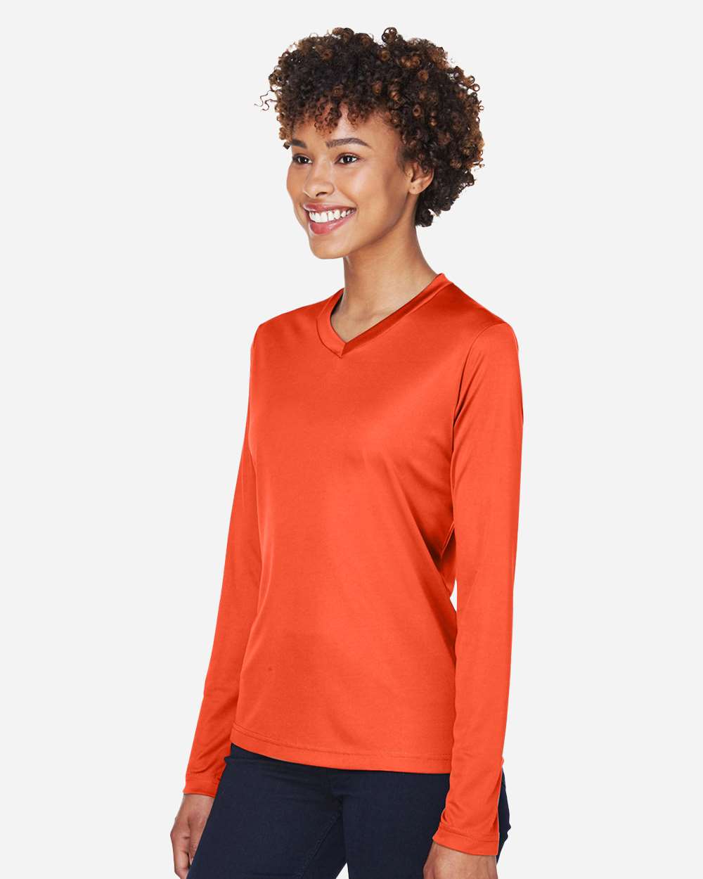 Women's Zone Performance Long Sleeve T-Shirt - OnModelSide - B681D9662 - Sport Orange