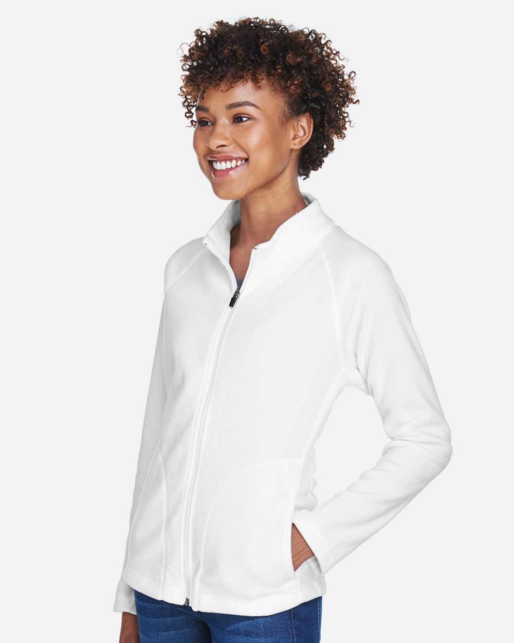 Women's Campus Microfleece Jacket - OnModelSide - B753D9002 - White