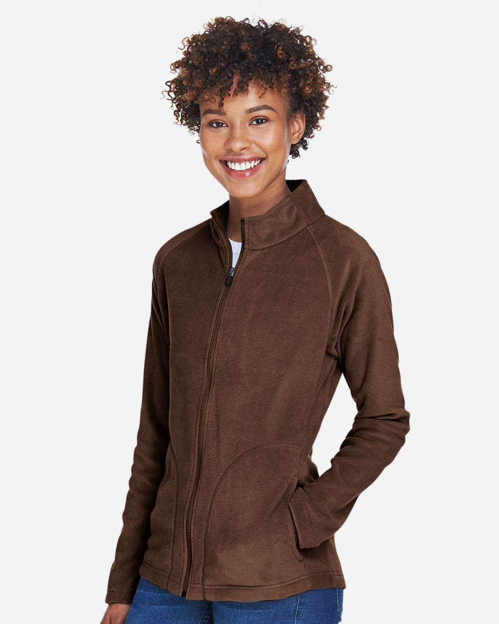 Women's Campus Microfleece Jacket - OnModelSide - B753D9052 - Sport Dark Brown