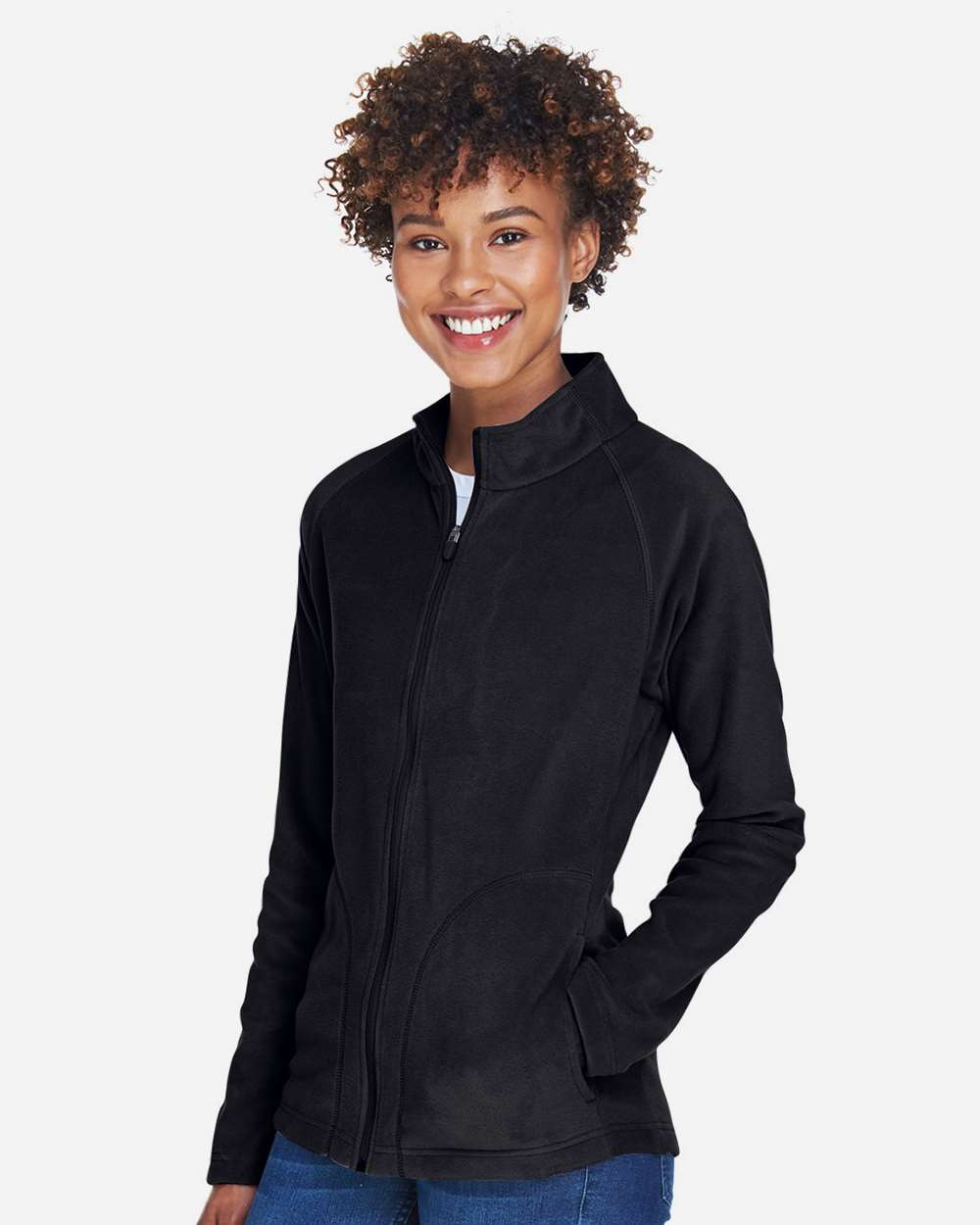 Women's Campus Microfleece Jacket - OnModelSide - B753D9502 - Black
