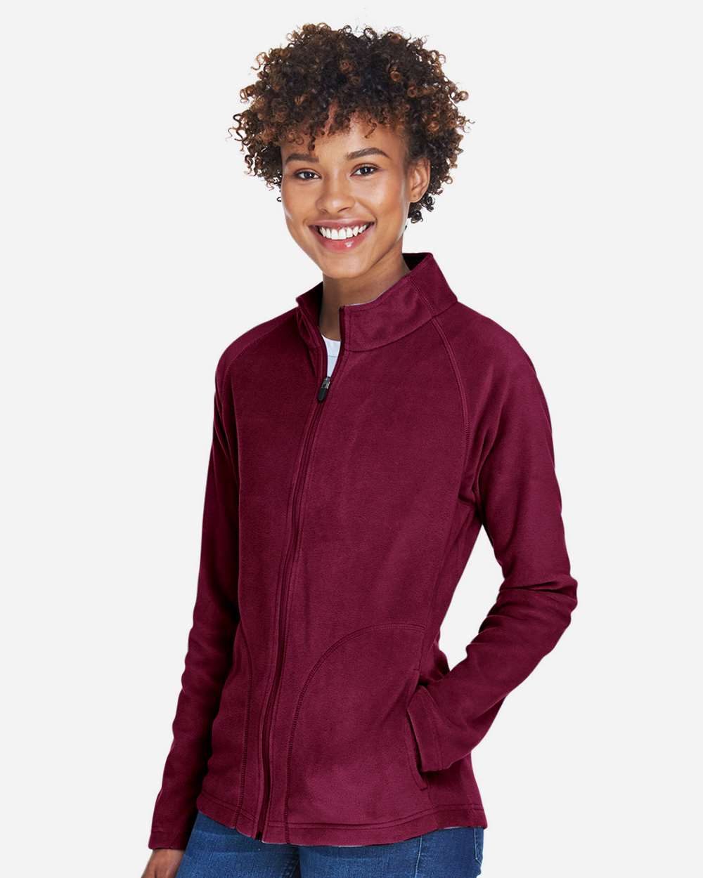 Women's Campus Microfleece Jacket - OnModelSide - B753D9532 - Sport Maroon