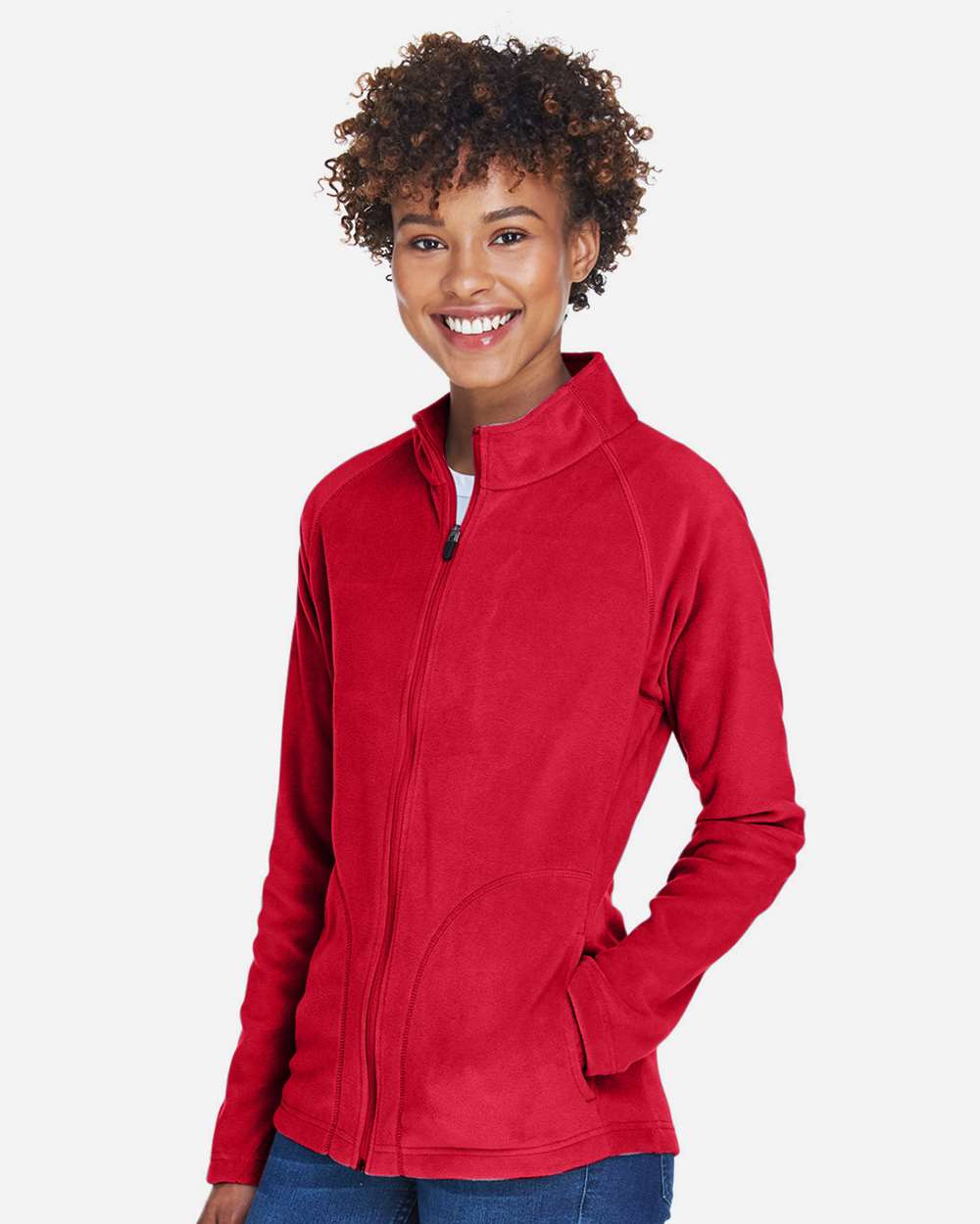 Women's Campus Microfleece Jacket - OnModelSide - B753D9702 - Sport Red