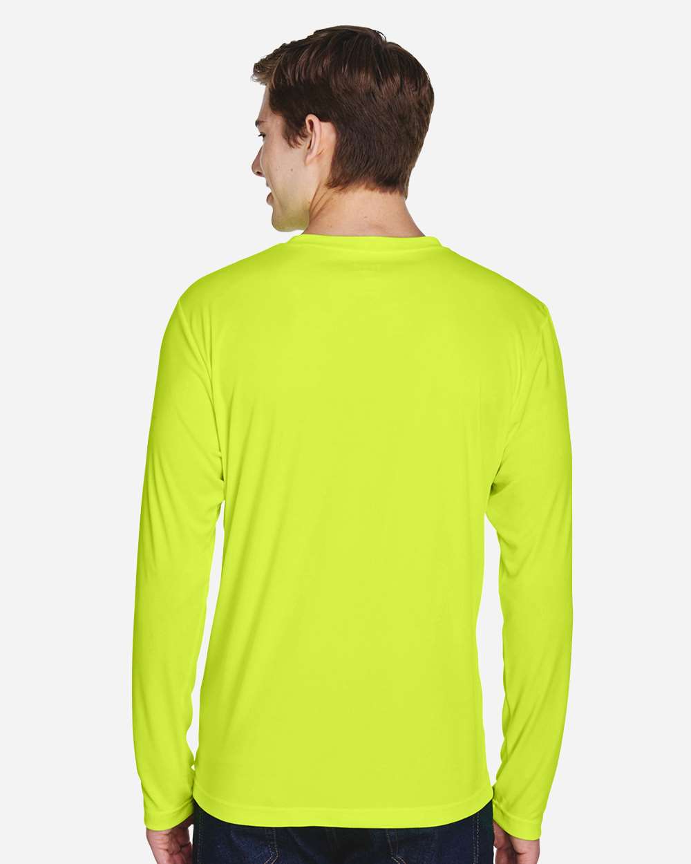 Men's Zone Performance Long Sleeve T-Shirt - OnModelBack - B675D9172 - Safety Yellow