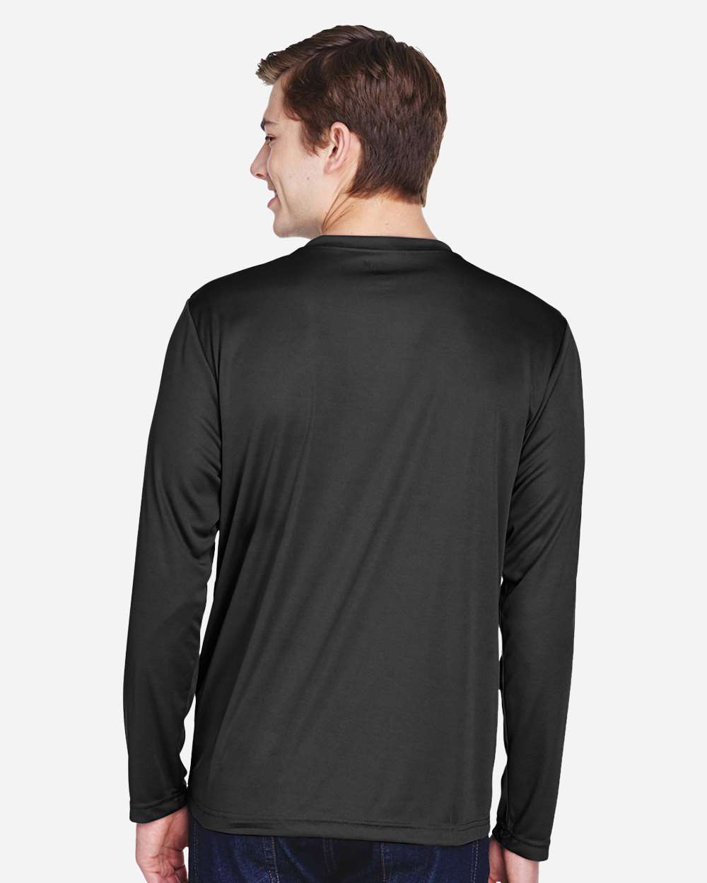 Men's Zone Performance Long Sleeve T-Shirt - OnModelBack - B675D9502 - Black