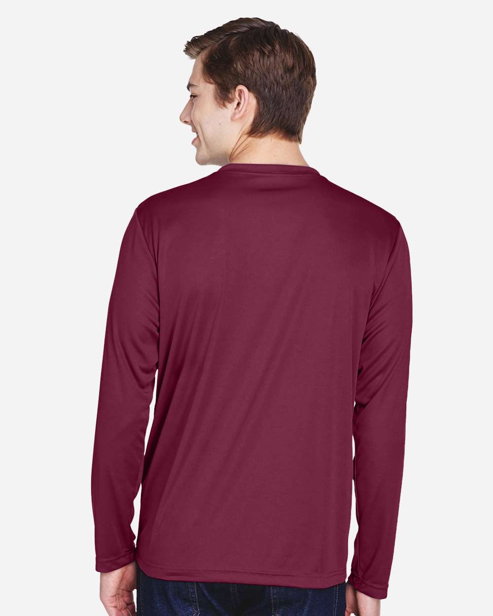 Men's Zone Performance Long Sleeve T-Shirt - OnModelBack - B675D9532 - Sport Maroon