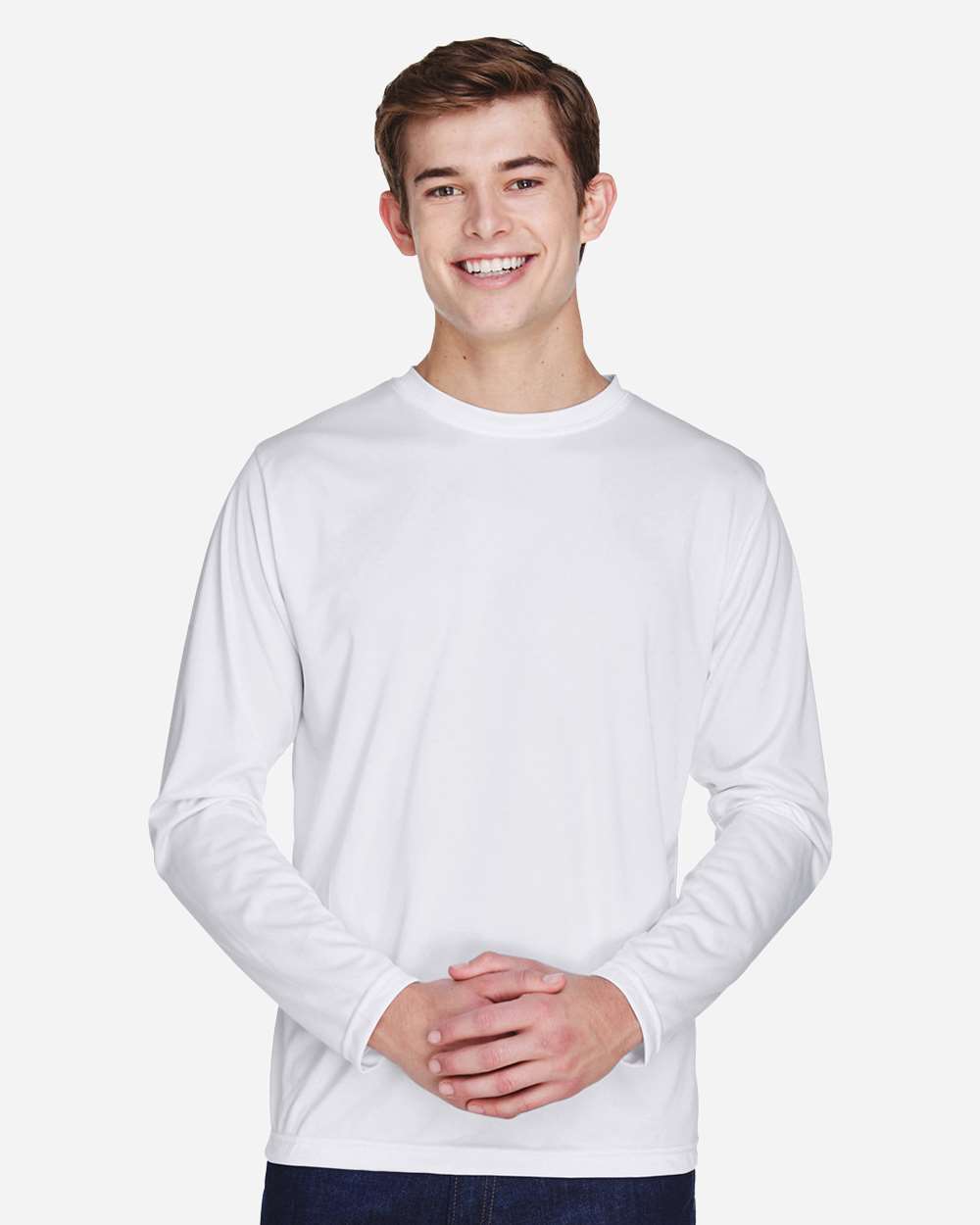Men's Zone Performance Long Sleeve T-Shirt - OnModelFront - B675D9002 - White
