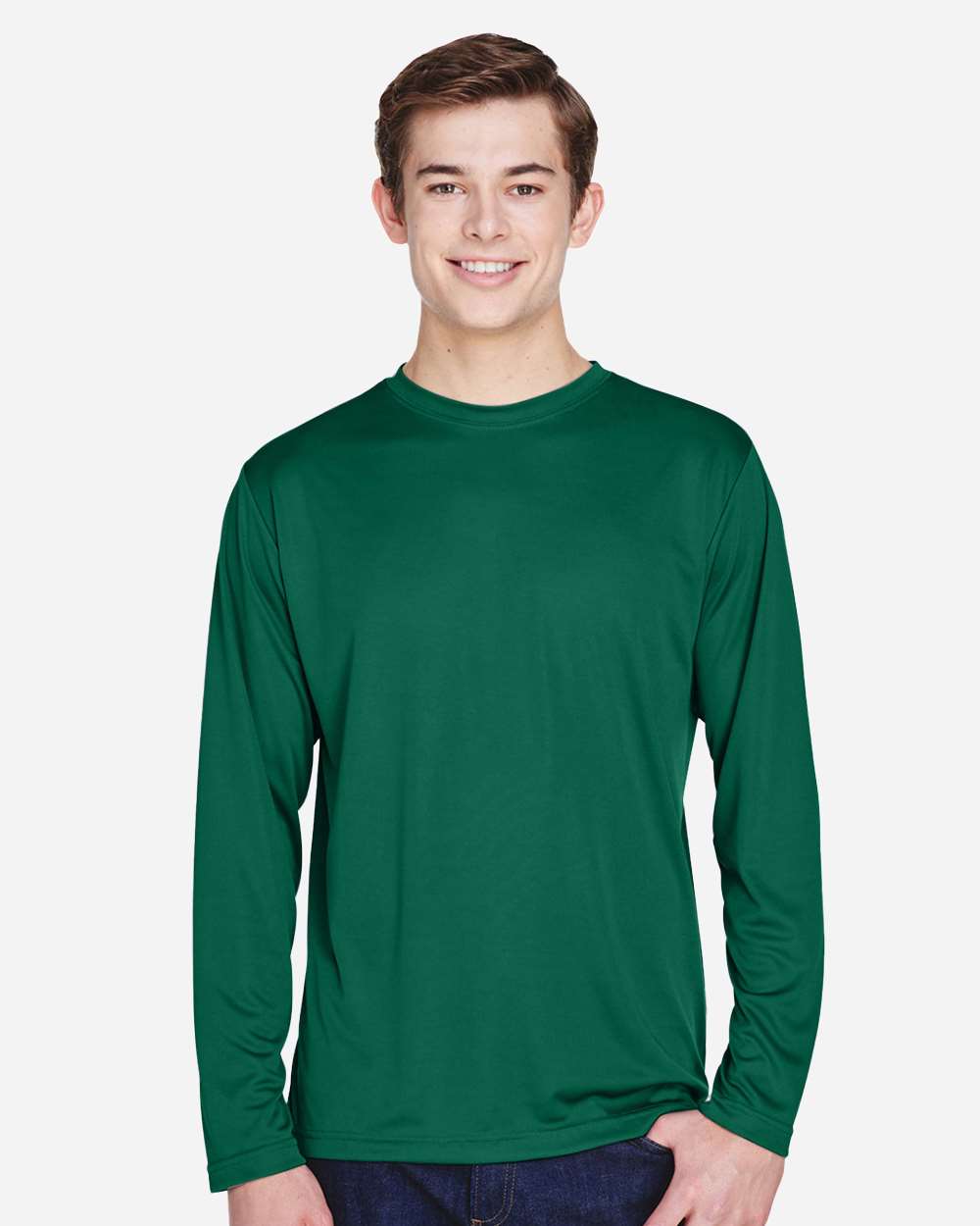 Men's Zone Performance Long Sleeve T-Shirt - OnModelFront - B675D9072 - Sport Forest