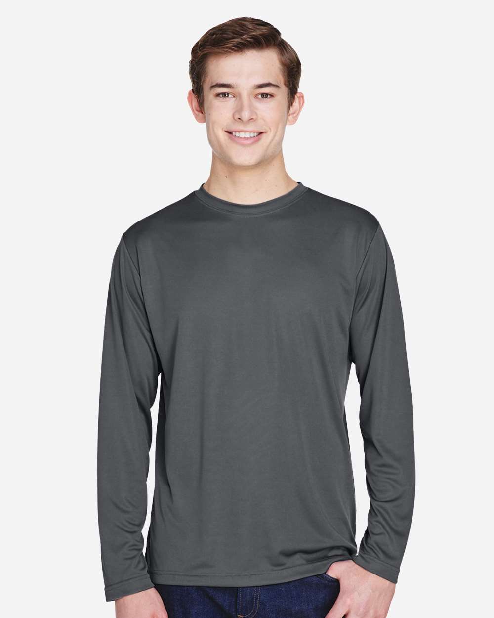Men's Zone Performance Long Sleeve T-Shirt - OnModelFront - B675D9132 - Sport Graphite