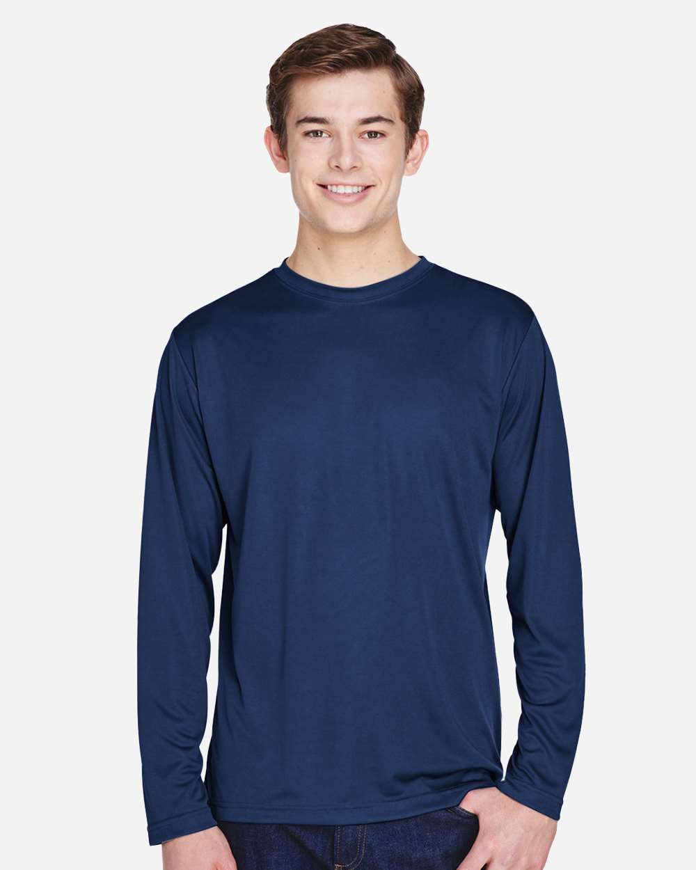 Men's Zone Performance Long Sleeve T-Shirt - OnModelFront - B675D9652 - Sport Dark Navy