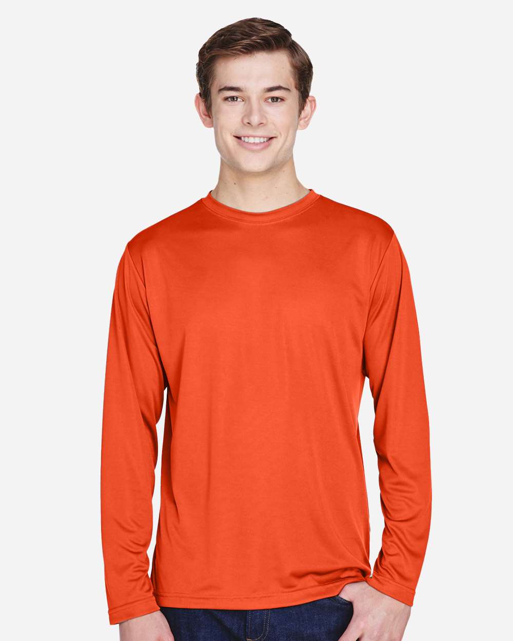 Men's Zone Performance Long Sleeve T-Shirt - OnModelFront - B675D9662 - Sport Orange
