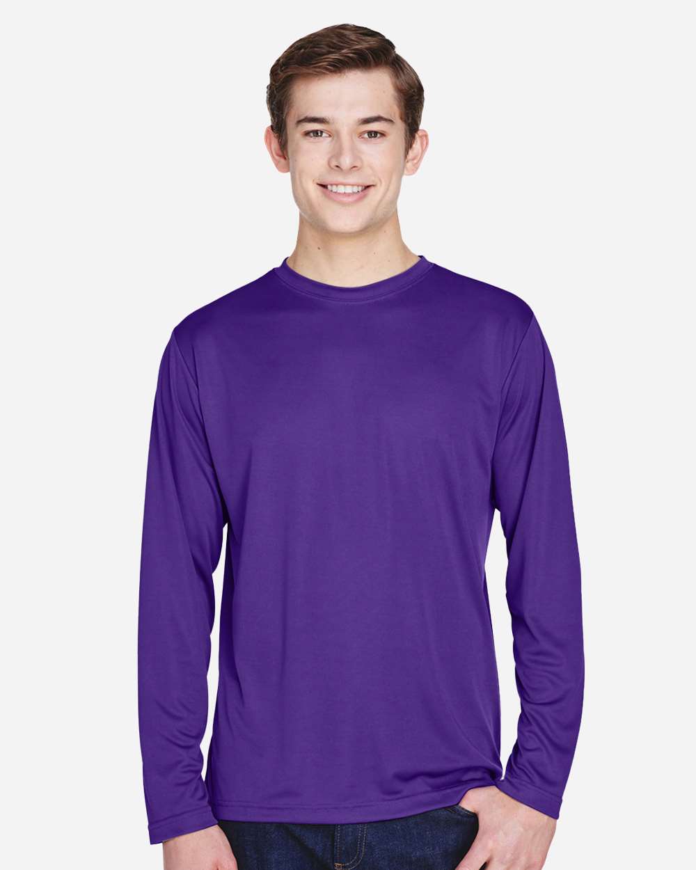 Men's Zone Performance Long Sleeve T-Shirt - OnModelFront - B675D9672 - Sport Purple
