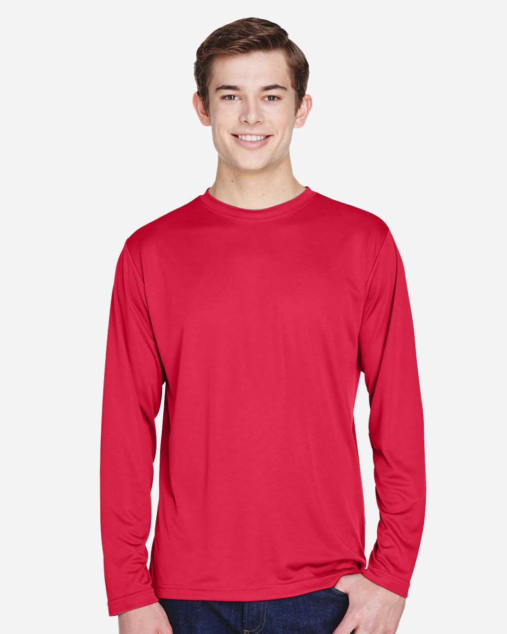 Men's Zone Performance Long Sleeve T-Shirt - OnModelFront - B675D9702 - Sport Red
