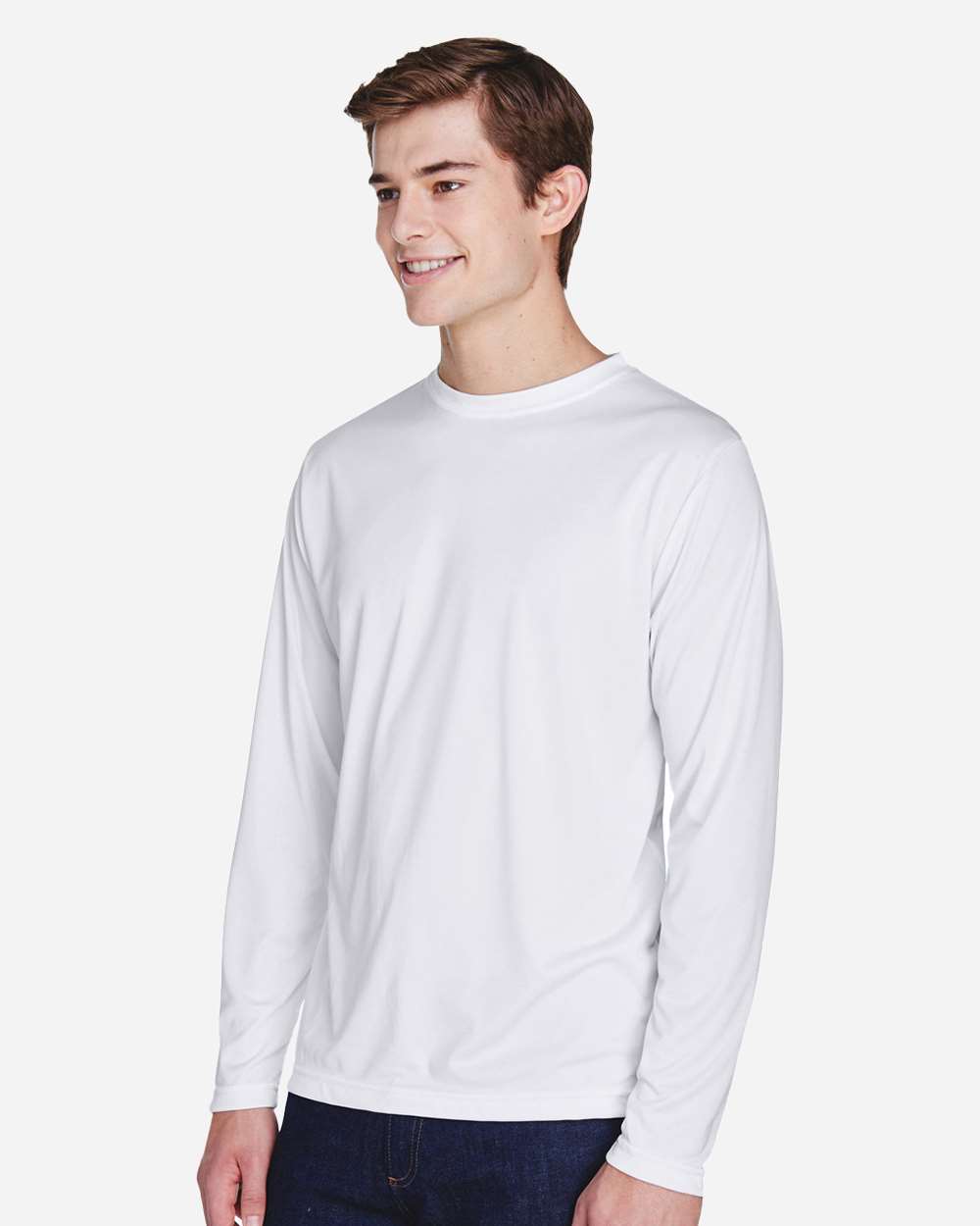 Men's Zone Performance Long Sleeve T-Shirt - OnModelSide - B675D9002 - White