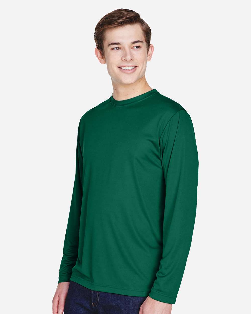 Men's Zone Performance Long Sleeve T-Shirt - OnModelSide - B675D9072 - Sport Forest
