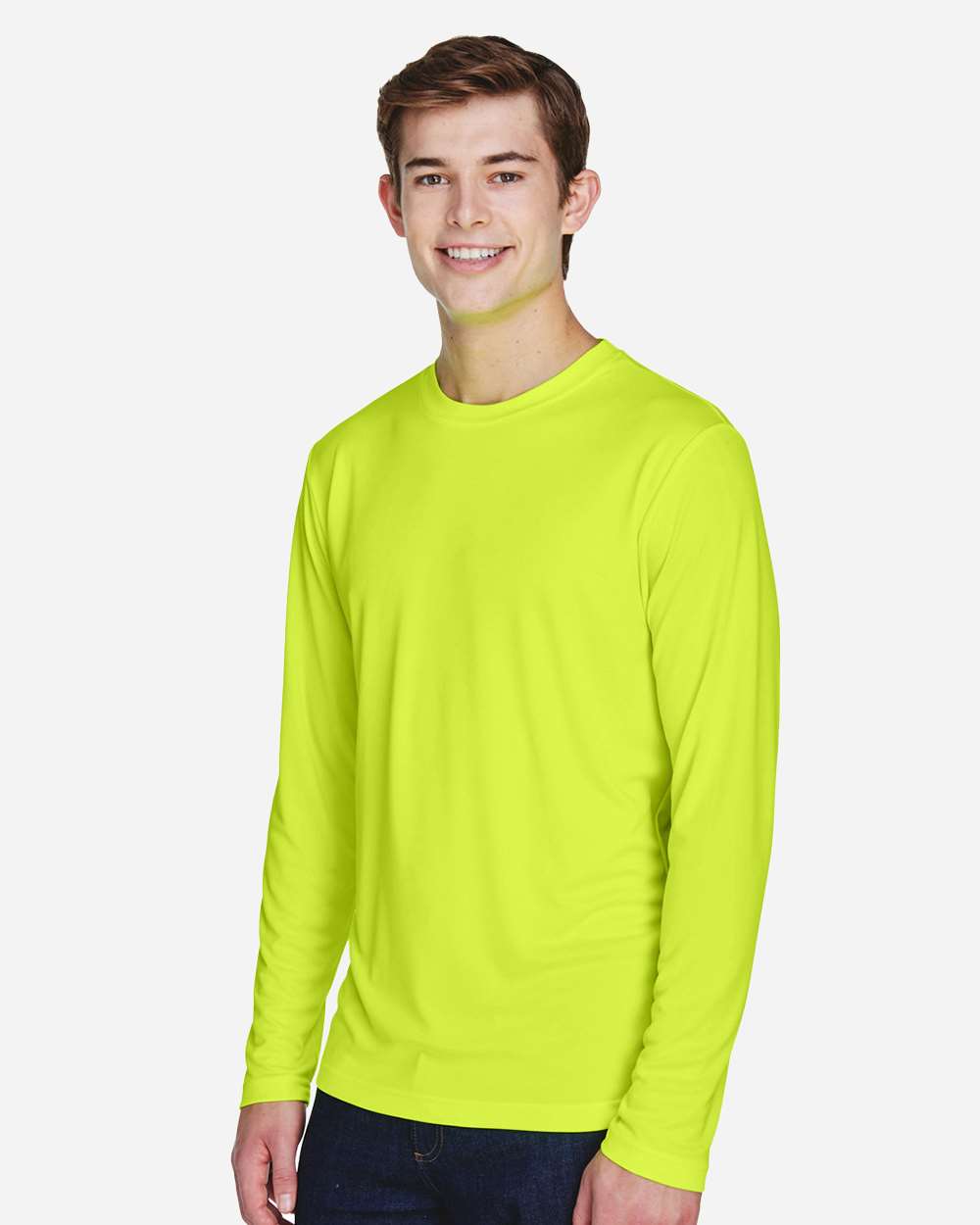 Men's Zone Performance Long Sleeve T-Shirt - OnModelSide - B675D9172 - Safety Yellow