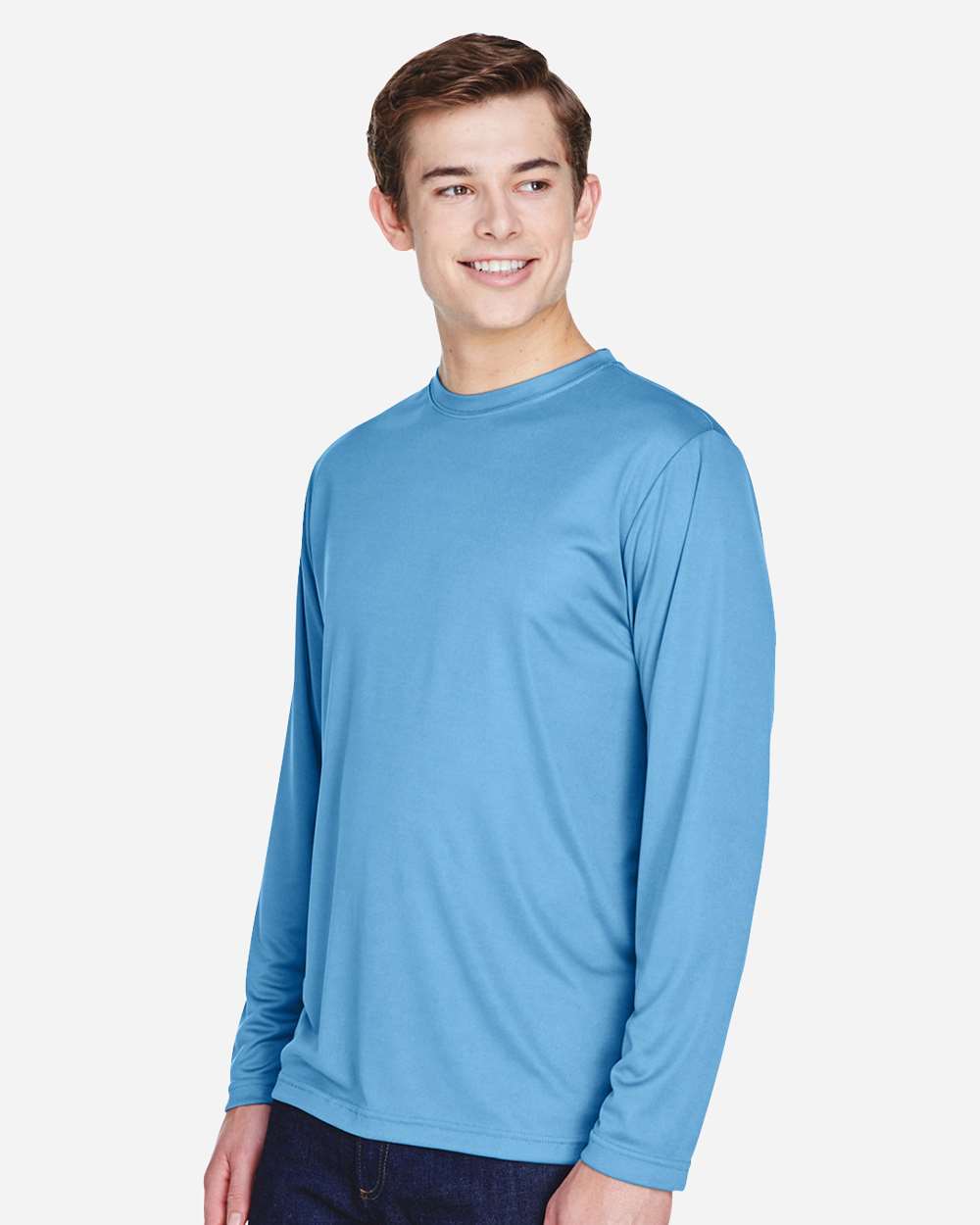Men's Zone Performance Long Sleeve T-Shirt - OnModelSide - B675D9252 - Sport Light Blue
