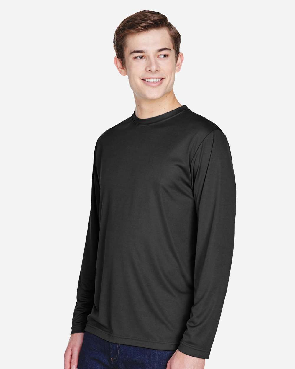 Men's Zone Performance Long Sleeve T-Shirt - OnModelSide - B675D9502 - Black