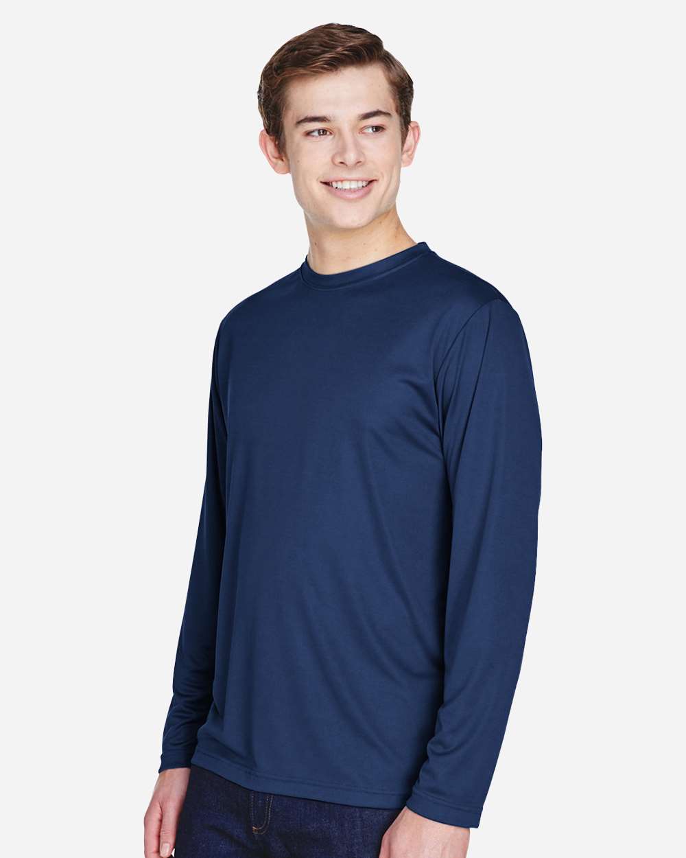 Men's Zone Performance Long Sleeve T-Shirt - OnModelSide - B675D9652 - Sport Dark Navy