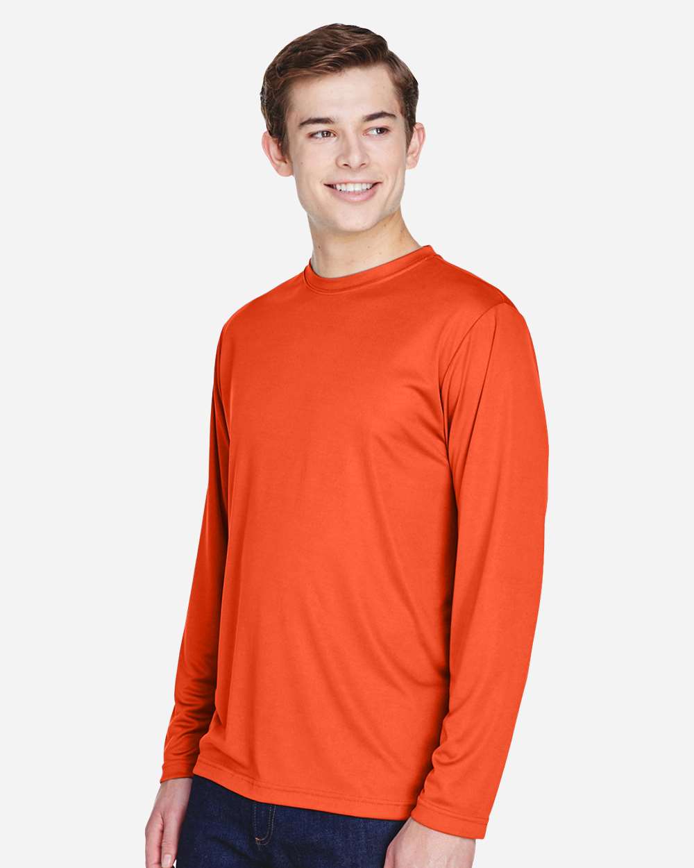Men's Zone Performance Long Sleeve T-Shirt - OnModelSide - B675D9662 - Sport Orange