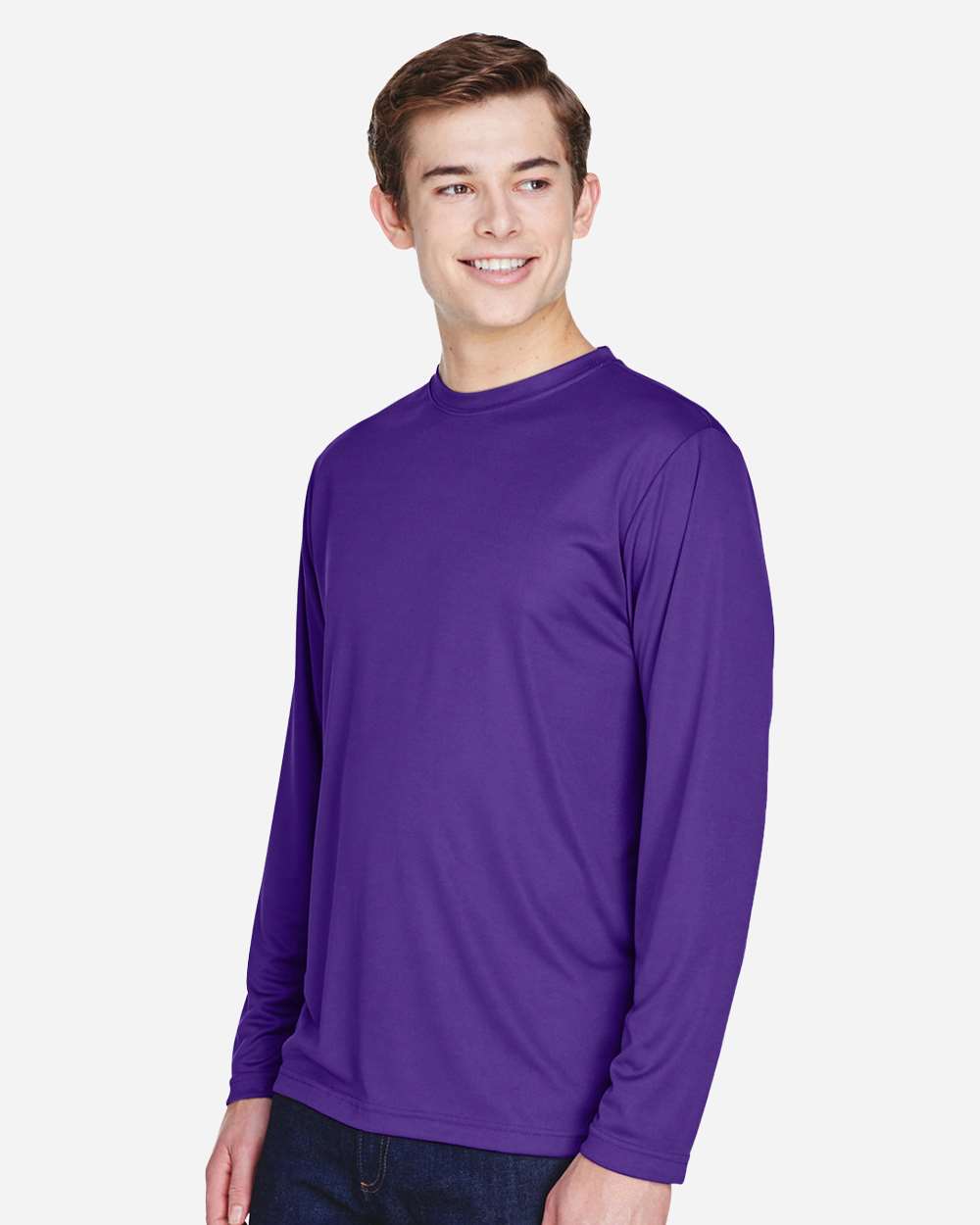 Men's Zone Performance Long Sleeve T-Shirt - OnModelSide - B675D9672 - Sport Purple