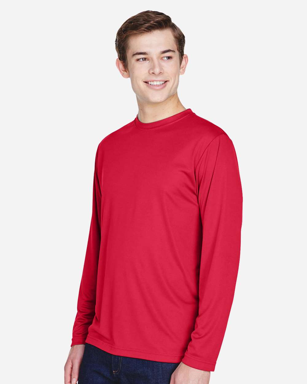 Men's Zone Performance Long Sleeve T-Shirt - OnModelSide - B675D9702 - Sport Red