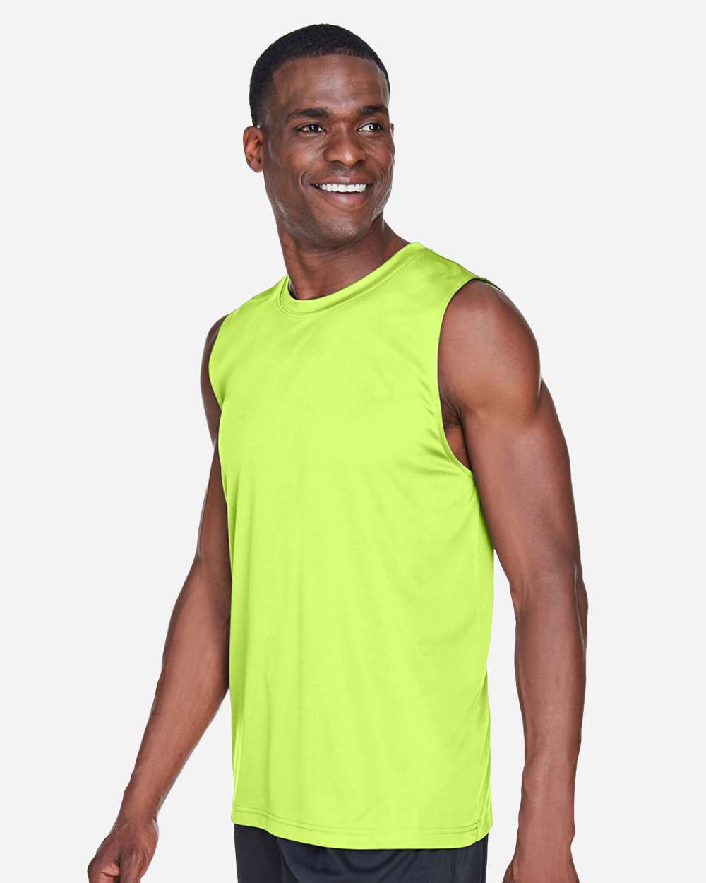 Men's Zone Performance Muscle T-Shirt - OnModelSide - B676D9172 - Safety Yellow