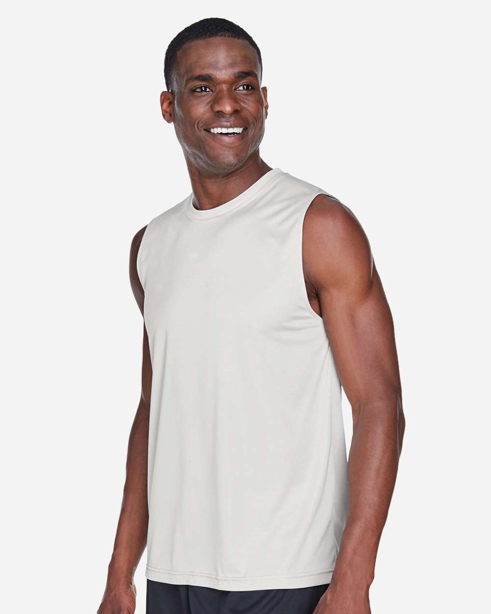 Men's Zone Performance Muscle T-Shirt - OnModelSide - B676D9352 - Sport Silver