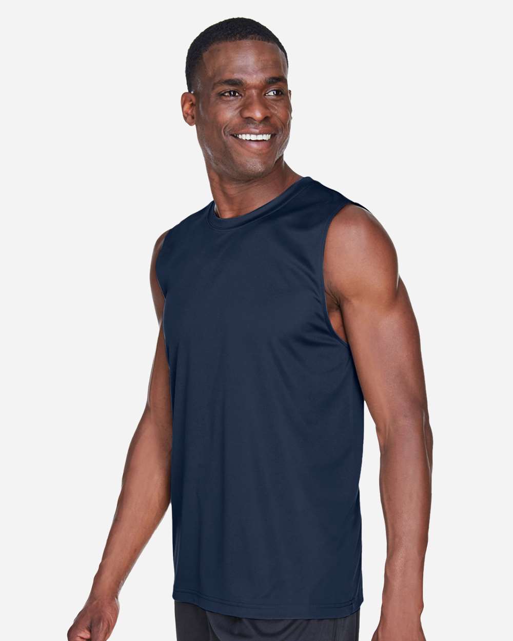 Men's Zone Performance Muscle T-Shirt - OnModelSide - B676D9652 - Sport Dark Navy